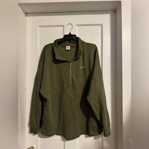 Victoria secret pink half zip fleece olive green XL